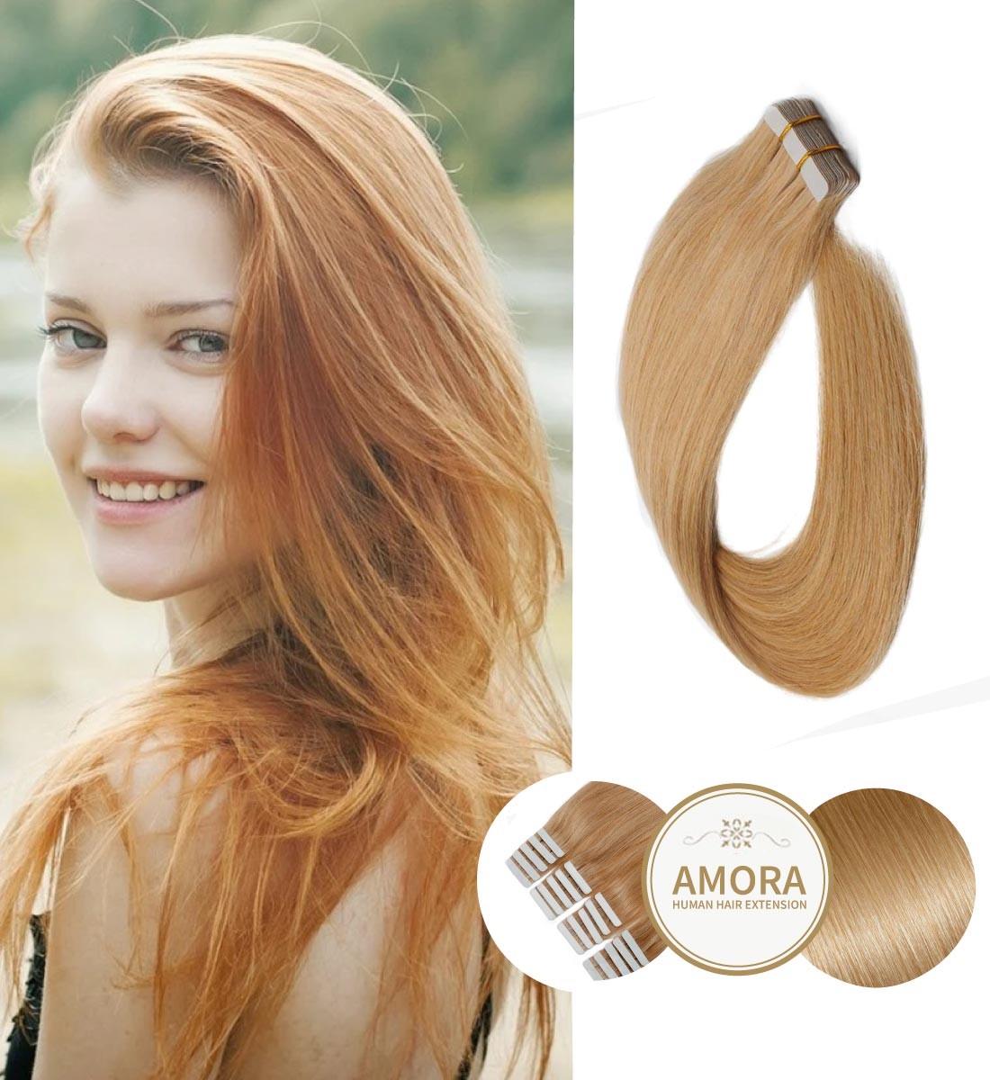 Extensii Tape In BRILLIANT Blond Inchis 27 50 cm 27 - Blond Inchis