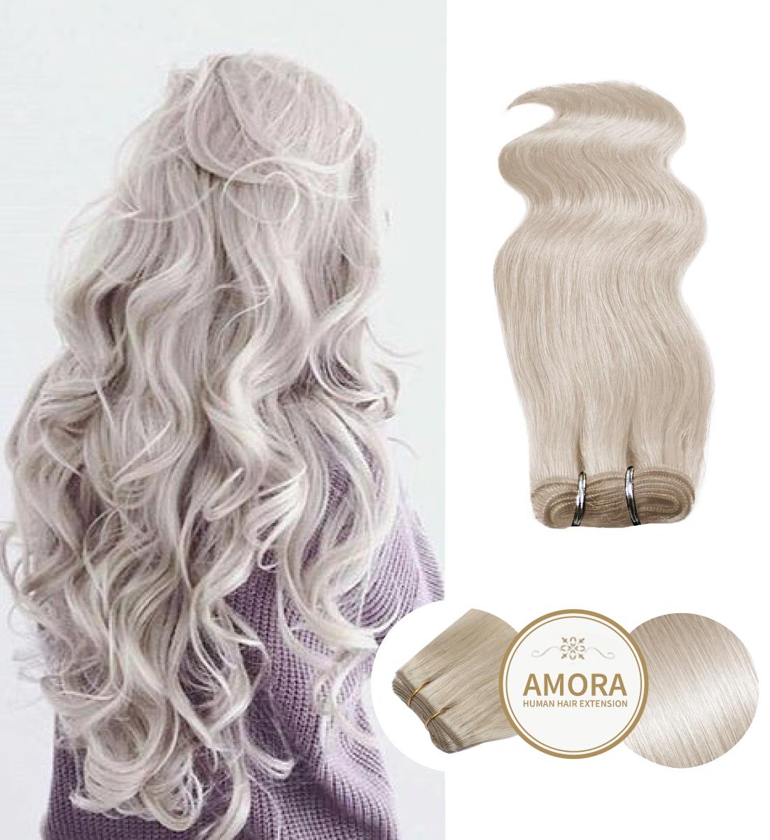 Extensii Cusute BRILLIANT Blond Cenusiu PLA 45 cm PLA - Blond Cenusiu