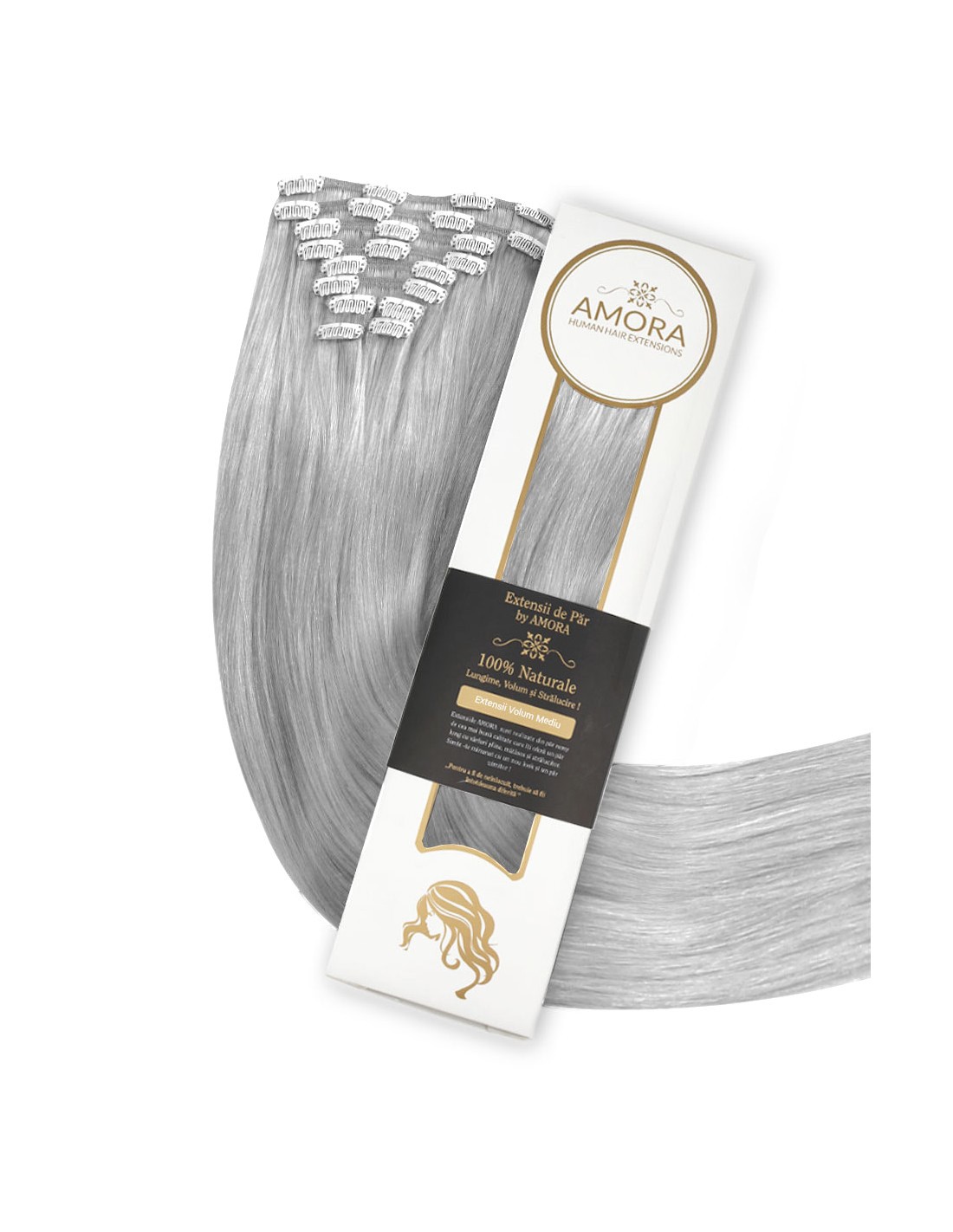 Extensii Clip On De Lux Silver Gray GRAY 55 cm GRAY - Silver Gray